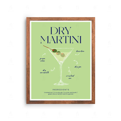 Plakat "Dry Martini" - Minimalistyczna Grafika z Koktajlem