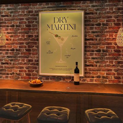 Plakat "Dry Martini" - Minimalistyczna Grafika z Koktajlem