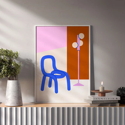 Plakat "Styl Skandynawski" - Minimalistyczna Grafika z Krzesłem