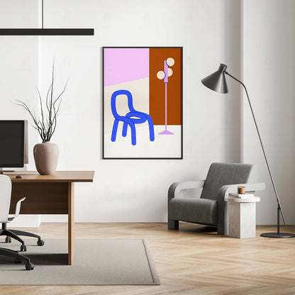 Plakat "Styl Skandynawski" - Minimalistyczna Grafika z Krzesłem