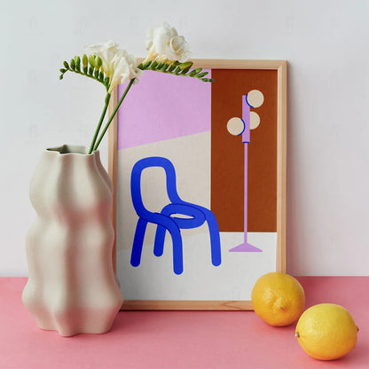 Plakat "Styl Skandynawski" - Minimalistyczna Grafika z Krzesłem