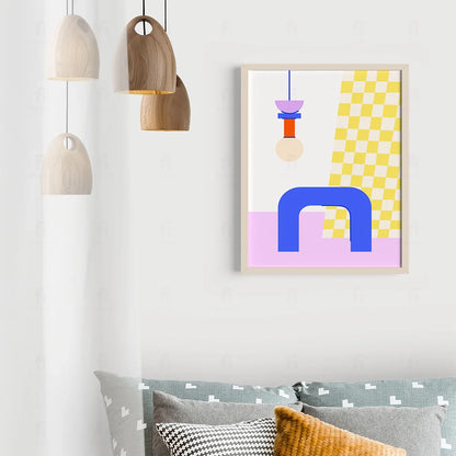 Plakat "Żółto-Różowy Minimalizm" - Abstrakcyjna Grafika Scandi