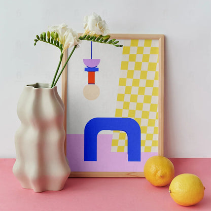 Plakat "Żółto-Różowy Minimalizm" - Abstrakcyjna Grafika Scandi