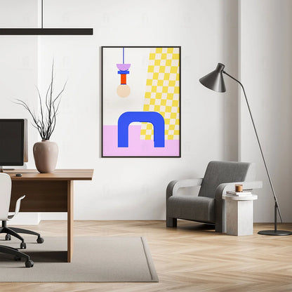Plakat "Żółto-Różowy Minimalizm" - Abstrakcyjna Grafika Scandi