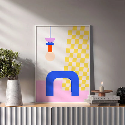 Plakat "Żółto-Różowy Minimalizm" - Abstrakcyjna Grafika Scandi