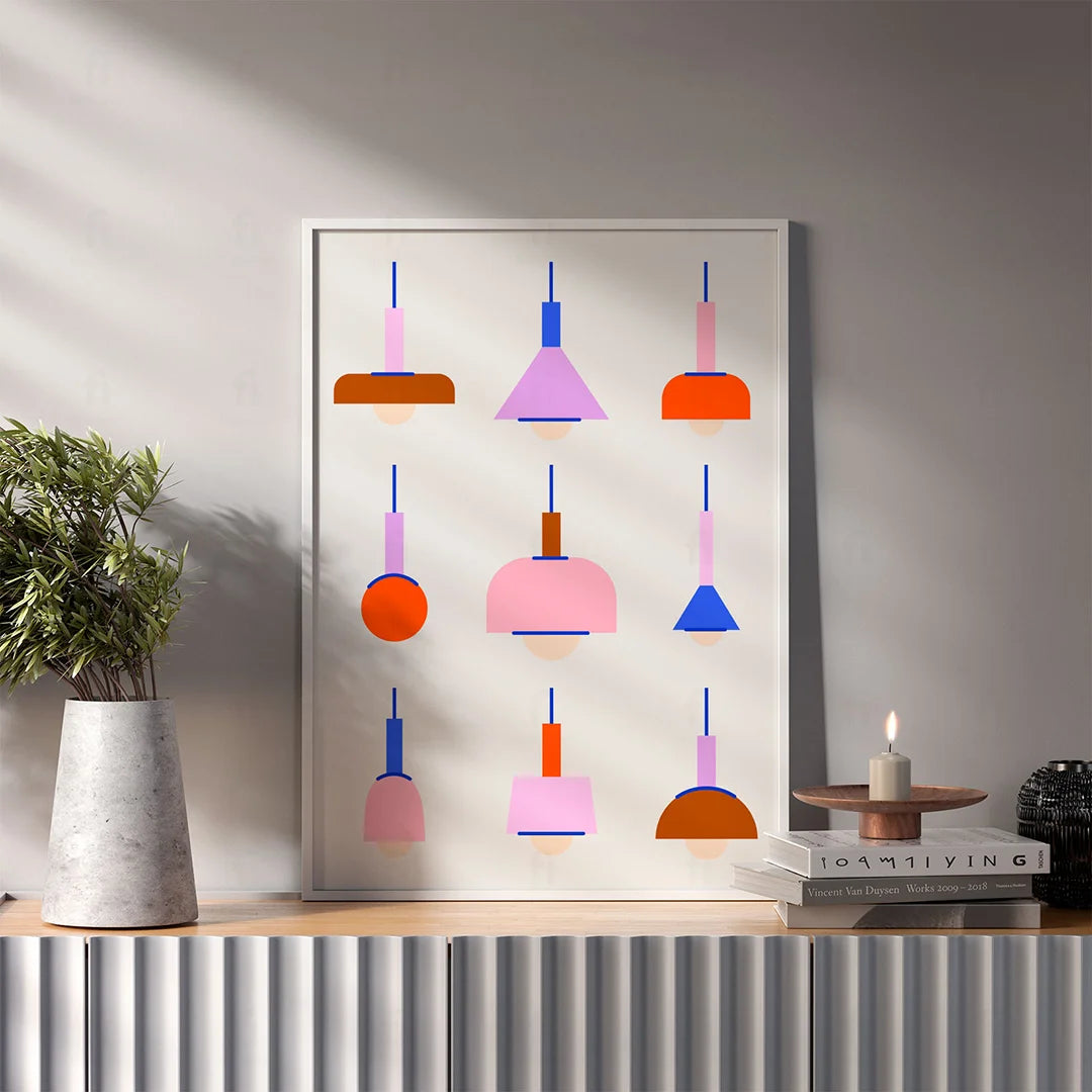 Plakat Geometryczne Formy Designerskich Lamp