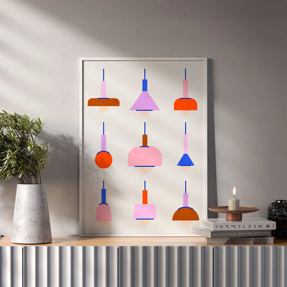 Plakat "Geometryczne Formy Designerskich Lamp" - Grafika Scandi