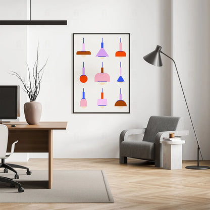 Plakat "Geometryczne Formy Designerskich Lamp" - Grafika Scandi