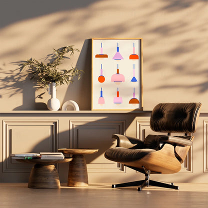 Plakat "Geometryczne Formy Designerskich Lamp" - Grafika Scandi
