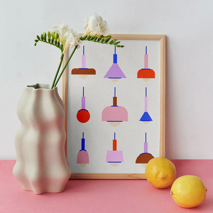 Plakat "Geometryczne Formy Designerskich Lamp" - Grafika Scandi