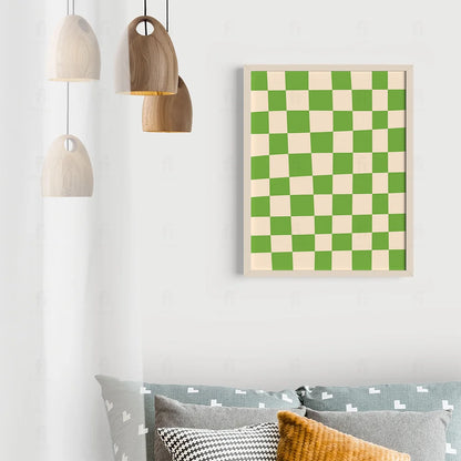 Plakat "Zielona Kratka" - Minimalistyczna Grafika w Stylu Scandi