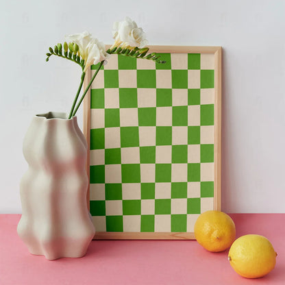 Plakat "Zielona Kratka" - Minimalistyczna Grafika w Stylu Scandi