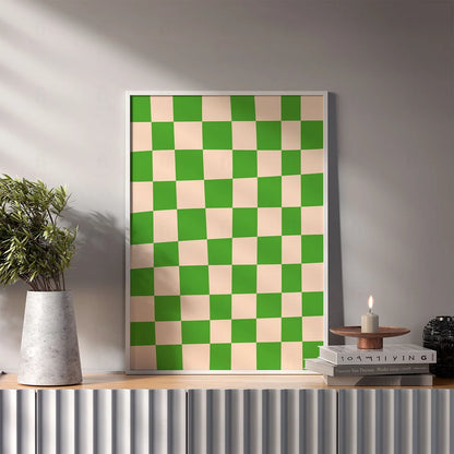 Plakat "Zielona Kratka" - Minimalistyczna Grafika w Stylu Scandi