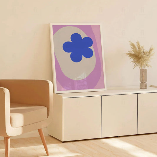 Plakat "Niebieski Kwiat" - Minimalistyczna Grafika z Motywem Roślinnym