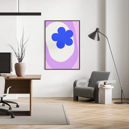 Plakat "Niebieski Kwiat" - Minimalistyczna Grafika z Motywem Roślinnym
