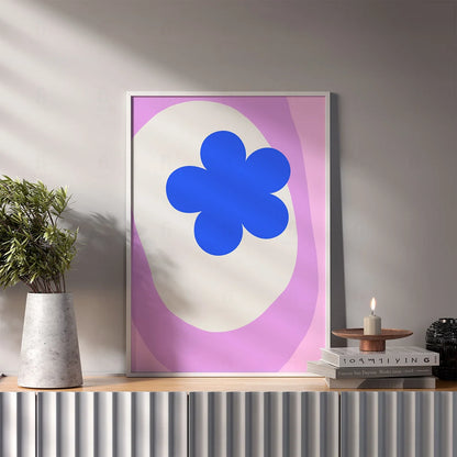 Plakat "Niebieski Kwiat" - Minimalistyczna Grafika z Motywem Roślinnym