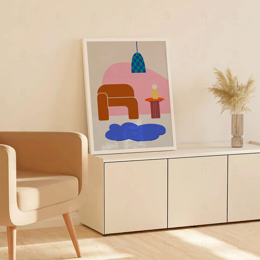 Plakat "Nowoczesny Salon" - Abstrakcyjna Grafika w Stylu Scandi