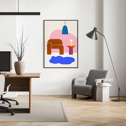 Plakat "Nowoczesny Salon" - Abstrakcyjna Grafika w Stylu Scandi