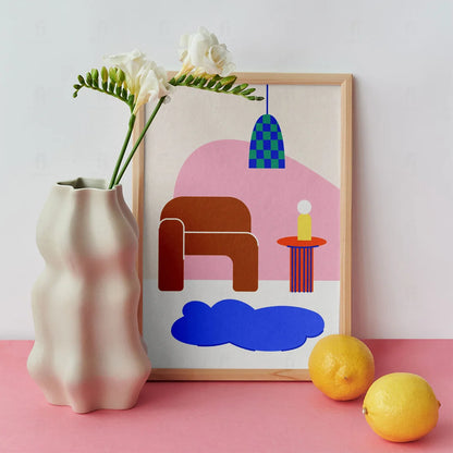 Plakat "Nowoczesny Salon" - Abstrakcyjna Grafika w Stylu Scandi
