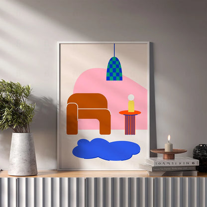 Plakat "Nowoczesny Salon" - Abstrakcyjna Grafika w Stylu Scandi