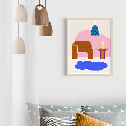 Plakat "Nowoczesny Salon" - Abstrakcyjna Grafika w Stylu Scandi