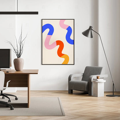 Plakat "Kolorowe Zygzaki" - Abstrakcyjna Grafika Nowoczesna