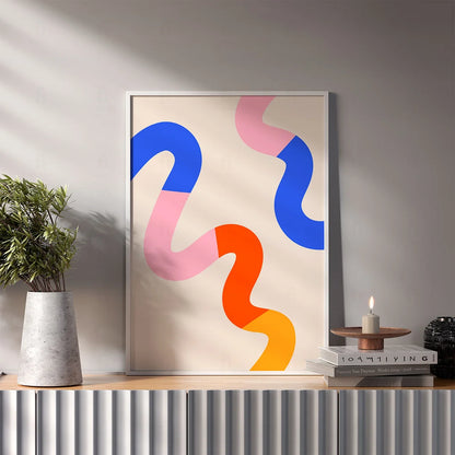 Plakat "Kolorowe Zygzaki" - Abstrakcyjna Grafika Nowoczesna