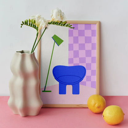 Plakat "Nowoczesny Fotel z Lampą" - Grafika w Stylu Scandi