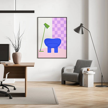 Plakat "Nowoczesny Fotel z Lampą" - Grafika w Stylu Scandi