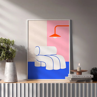 Plakat "Fotel z Lampą" - Grafika w Stylu Skandynawskim