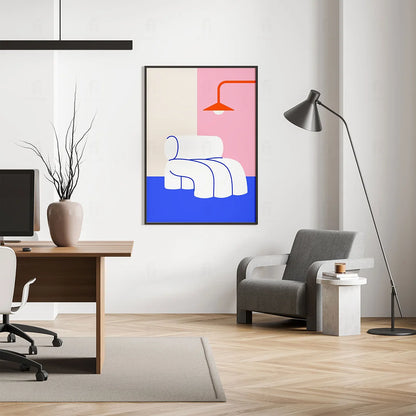 Plakat "Fotel z Lampą" - Grafika w Stylu Skandynawskim