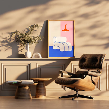 Plakat "Fotel z Lampą" - Grafika w Stylu Skandynawskim