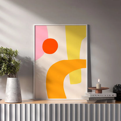 Plakat "Abstrakcyjna Forma z Pomarańczowym Kołem"