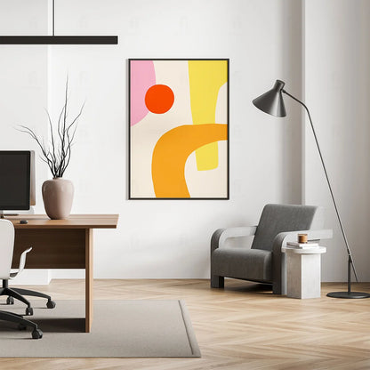 Plakat "Abstrakcyjna Forma z Pomarańczowym Kołem"