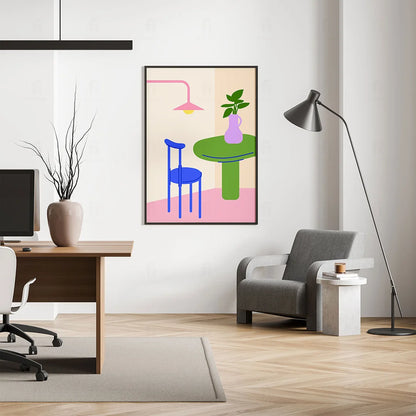 Plakat "Stół i Krzesło w Nowoczesnym Stylu" - Grafika Scandi