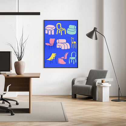 Plakat "Kolekcja Współczesnych Krzeseł" - Grafika w Stylu Scandi