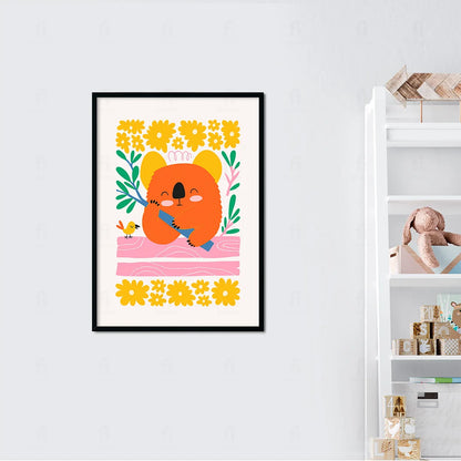 Plakat "Koala z Kwiatami" - Urocza Grafika dla Dzieci
