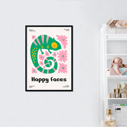 Plakat "Happy Faces" - Uśmiechnięty Kameleon dla Dzieci