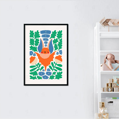Plakat "Nietoperz w Kwiatach" - Grafika ze Zwierzętami
