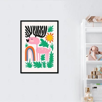 Plakat "Tęczowy Jelonek" - Kolorowa Grafika dla Dzieci