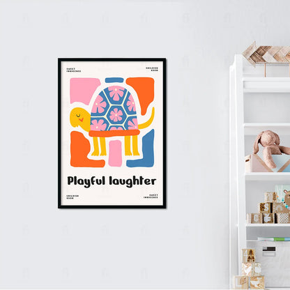 Plakat "Żółw Radości" - Abstrakcyjna Grafika dla Dzieci