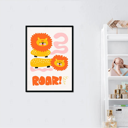 Plakat "Ryk Lwa" - Grafika ze Zwierzętami do Pokoju Dziecka