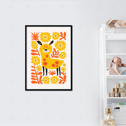 Plakat "Słoneczna Lama" - Radosna Grafika do Pokoju Dziecka