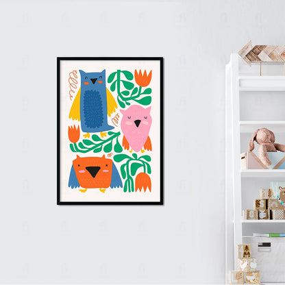 Plakat "Kolorowe Sowy" - Urocza Grafika do Pokoju Dziecka